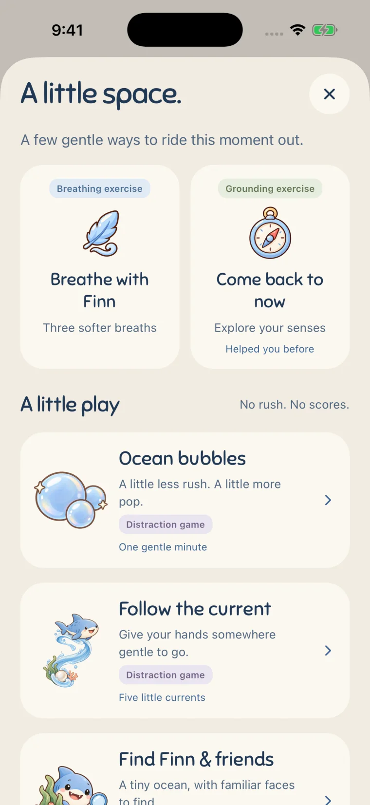 A little space: breathing, grounding and ocean games